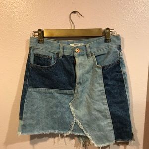 Denim patch skirt